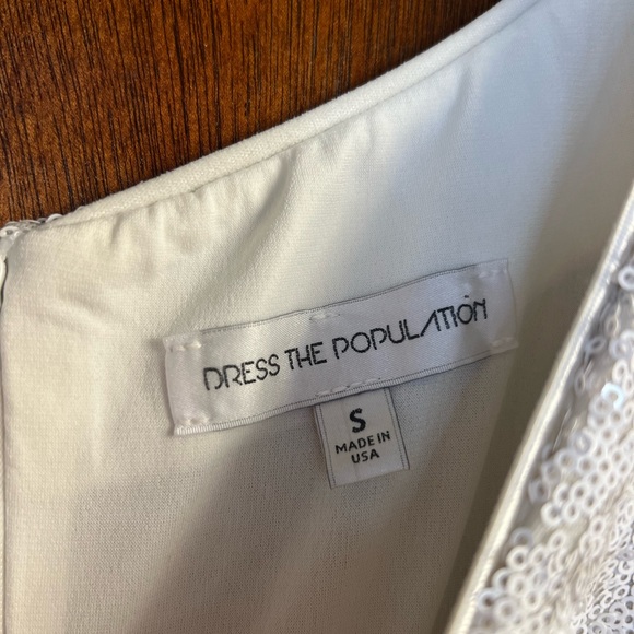 Dress the Population Larissa Off Shoulder Silver Ombre Sequin Mini Dress Sz S - Picture 6 of 8